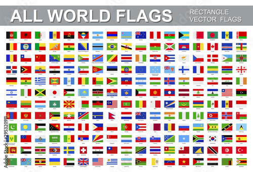 All world flags - vector set of rectangular icons. Flags of all ...