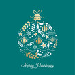 © mrartngm - Decorative Christmas bauble with leaf and stars, vector illustration