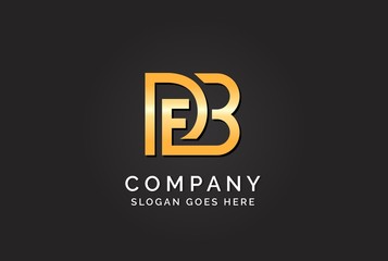 Wall Mural - luxury initial letter dfb golden gold color logo design