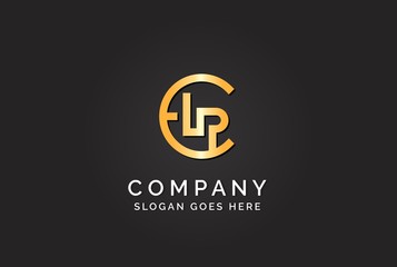 Wall Mural - luxury initial letter clp golden gold color logo design