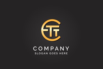 Wall Mural - luxury initial letter ett golden gold color logo design