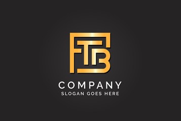 Wall Mural - luxury initial letter ftb golden gold color logo design