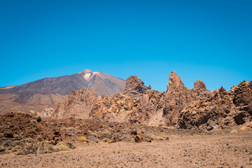 Canvas Print - desert landscape with mountain  background , Pico del Teide volcanic summit