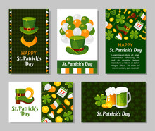 St. Patricks Day Greeting Card Flat Vector Templates