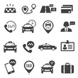 Taxi service black glyph vector icons set