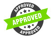 approved sign. approved black-green round ribbon sticker