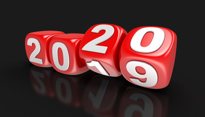 Poster - Dices with  2020. Image with clipping path.