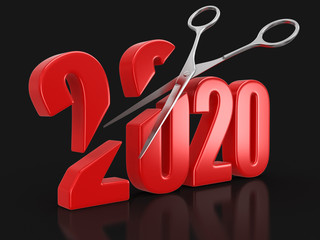 Poster - Scissors and 2020. Image with clipping path.