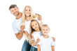 © LIGHTFIELD STUDIOS - positive family in white t-shirts isolated on white