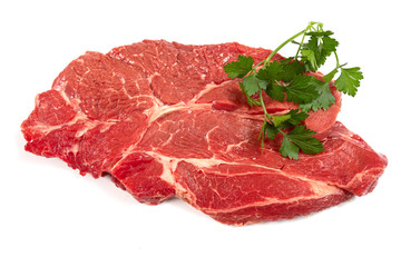 raw steak on a white background