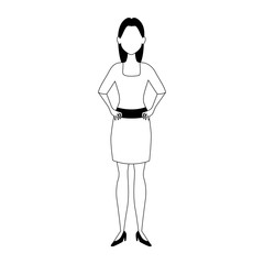 Sticker - cartoon woman wearing elegant dress, flat design