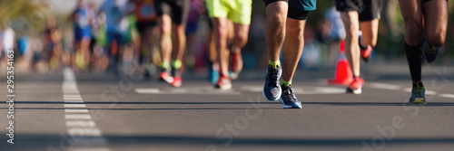 Fotografía Marathon running race, people feet on city road