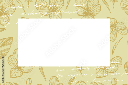 Hand drawn flowers and plants teamplate horizontal cards. Handwritten abstrac...