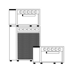 Poster - sound amplifiers devices, black and white design