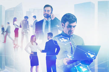 Poster - Business people in city, recruitment concept