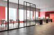 © ImageFlow - Loft red conference room interior and open space