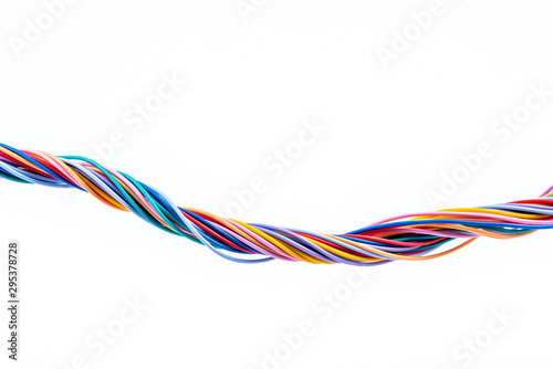 Cuadros en Lienzo Colorful electrical cable wire isolated on white background