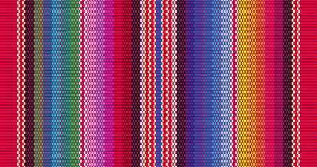 Wall Mural - Blanket stripes seamless vector pattern. Background for Cinco de Mayo party decor or ethnic mexican fabric pattern with colorful stripes. Serape design
