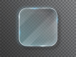 Leinwandbilder - Glass plates. Vector glass banners on transparent background. Design template. Realistic vector illustration.