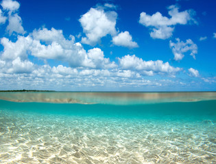 Caribbean clear beach and tropical sea