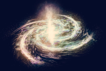 Wall Mural - the spiral galaxy revolves around its axis. dramatic background.