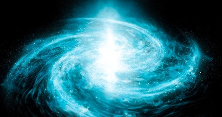 Wall Mural - a big bang forming a spiral galaxy universe. space exploration. tilt shift effect.