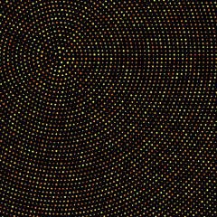 Poster - golden color glitter on black background in round design