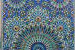 Close up Moroccan ceramic tiles as part of a fountain