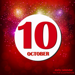 October 10 icon. For planning important day. Banner for holidays and special days. Vector Illustration.