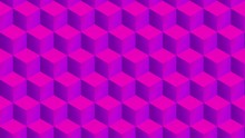 Isometric Pink Cubes Pattern Moving Diagonally. Seamlessly Loopable Animation.