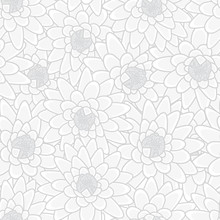 Vector Overlapping White And Gray Water Lily Flowers Background Seamless Repeat Pattern.