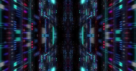 Poster - Flying futuristic central processing unit. electronic circuitry within a computer that carries out the instructions of a computer program performing arithmetic, logic, controlling. loop / 3D render