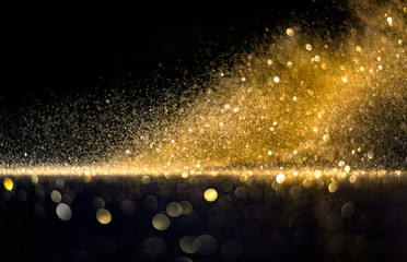Wall Mural - glitter lights grunge background, gold glitter defocused abstract twinkly gold lights background.