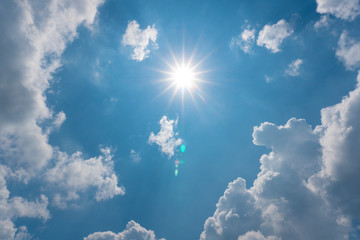Wall Mural - the sun shines in the winter. in the sky, there are clouds and reflections of the sun or daytime noo