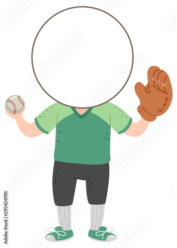 Kids Baseball Sport Head Illustration