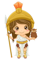 Sticker - Kid Girl Athena Costume Illustration