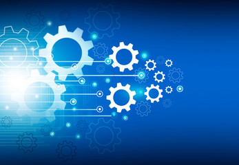 Poster - Abstract gear wheels on futuristic technology background.Digital illustration