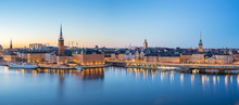 Panorama View Of Stockholm Gamla Stan Skyline At Night In Stockholm City, Sweden