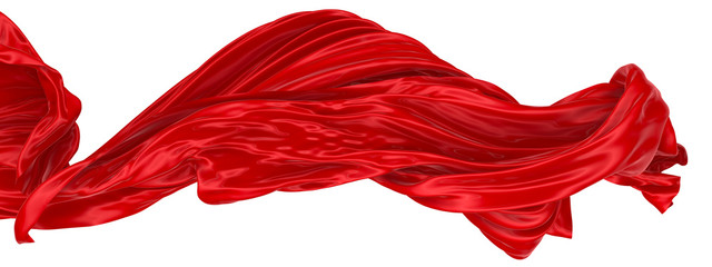 Abstract background of red wavy silk or satin. 3d rendering image.