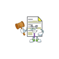 Sticker - Judge document cartoon mascot on white background