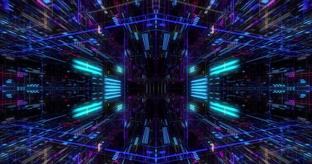 Poster - big data visualization with digital grid motion. analysis of information, cloud computing, internet 