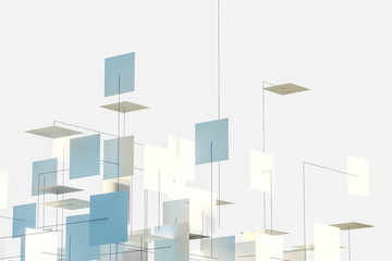 Wall Mural - A three-dimensional space composed of square planes, 3d rendering.