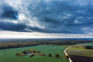 Rainy autumn day in countryside of Latvia.