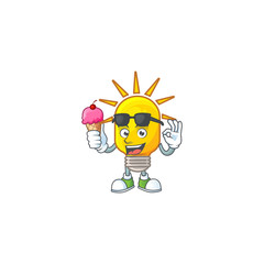 Poster - With ice cream icon lamp cartoon character with mascot