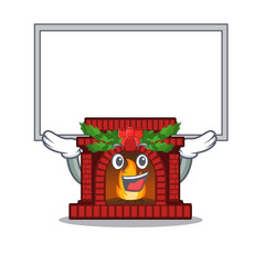 Sticker - Up board christmas fireplace isolated with the mascot