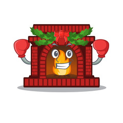 Sticker - Boxing christmas fireplace isolated with the mascot