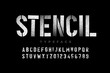 Spray paint sctencil style font, alphabet letters and numbers
