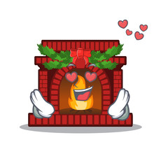 Poster - In love christmas fireplace on of cartoon table