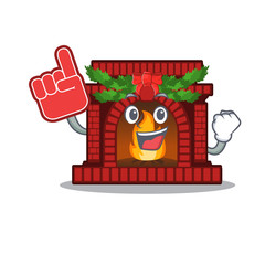 Canvas Print - Foam finger christmas fireplace on with the character