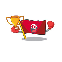 Sticker - Boxing winner flag tunisia character isolated with cartoon